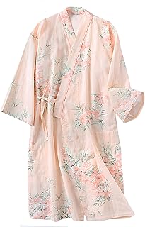 Women's Summer Cotton Kimono Robes Floral Pajamas Khan Steamed Bathrobe Yukata