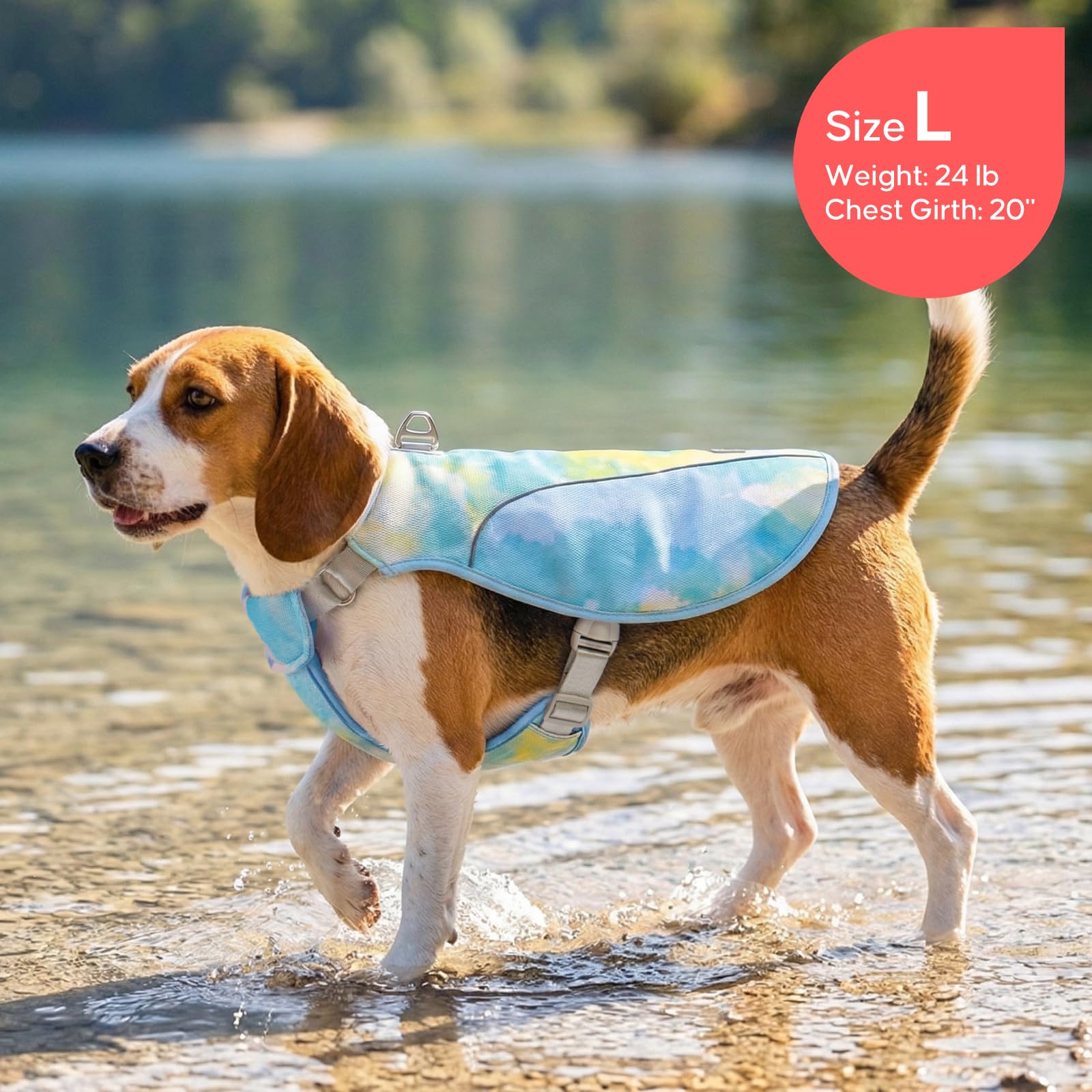 KYEESE Gilet rafraîchissant léger pour chien avec bretelles réglables - Chemise rafraîchissante en maille avec anneau en D - Protection UV et bande réfléchissante - T-shirt pour animal domestique