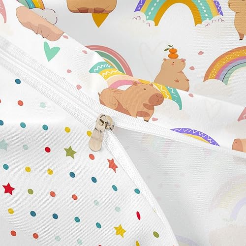 Miniatura 6 de Funda de edredón tamaño individual arcoíris para niñas, funda de edredón de dibujos animados Capybara para niños, regalos para amantes de Capybara,