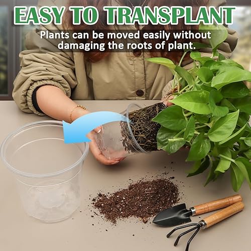 Miniatura 5 de Paquete de 30 macetas transparentes de vivero de 76543 pulgadas para plantas, macetas de plástico flexible con agujeros de drenaje, macetas