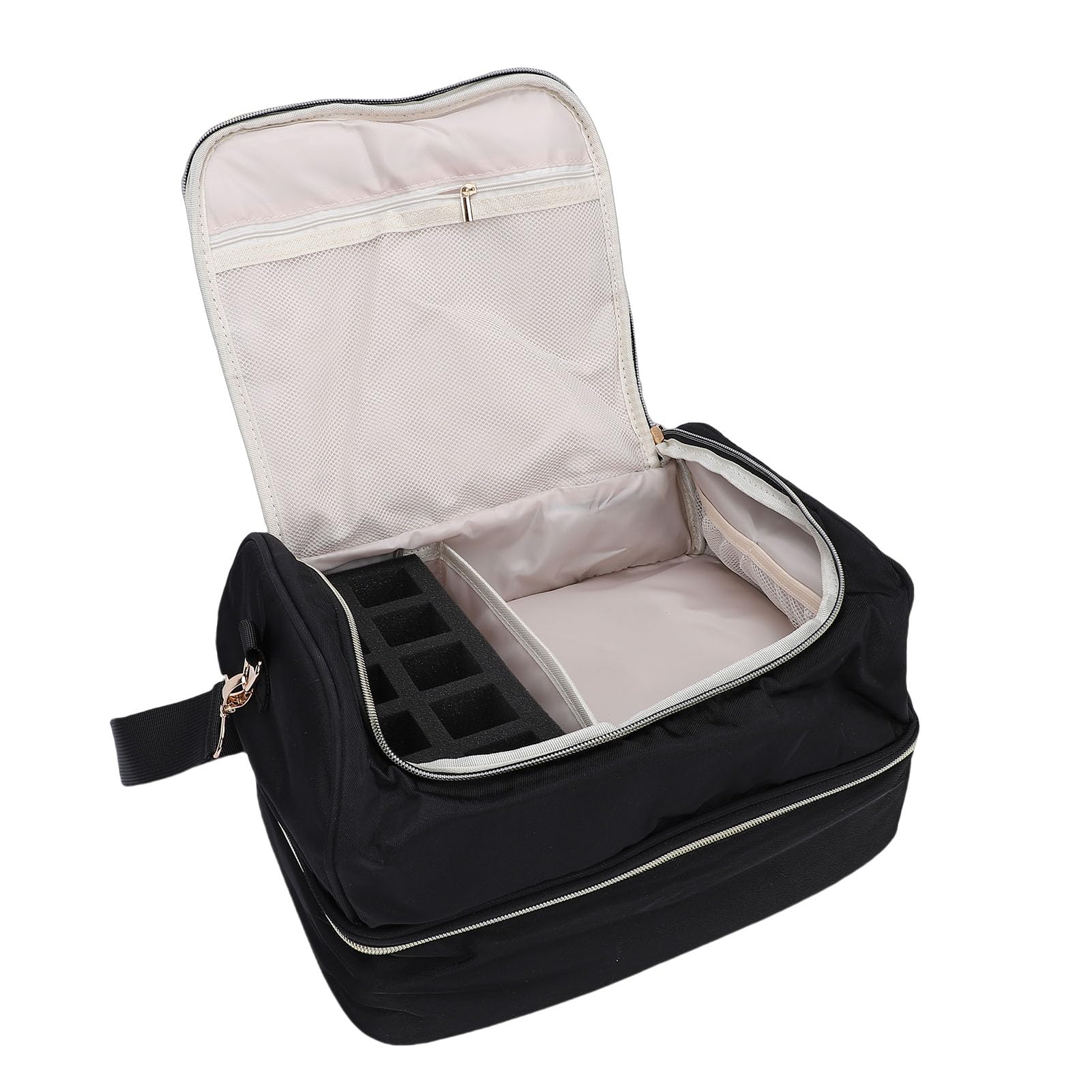 Borsa Porta Smalto per Unghie Viaggio, Organizzatore Professionale con Spallina Regolabile, Capacità 60 Bottiglie, Materiale PVC, per Estetiste e Appassionate di Nail Art