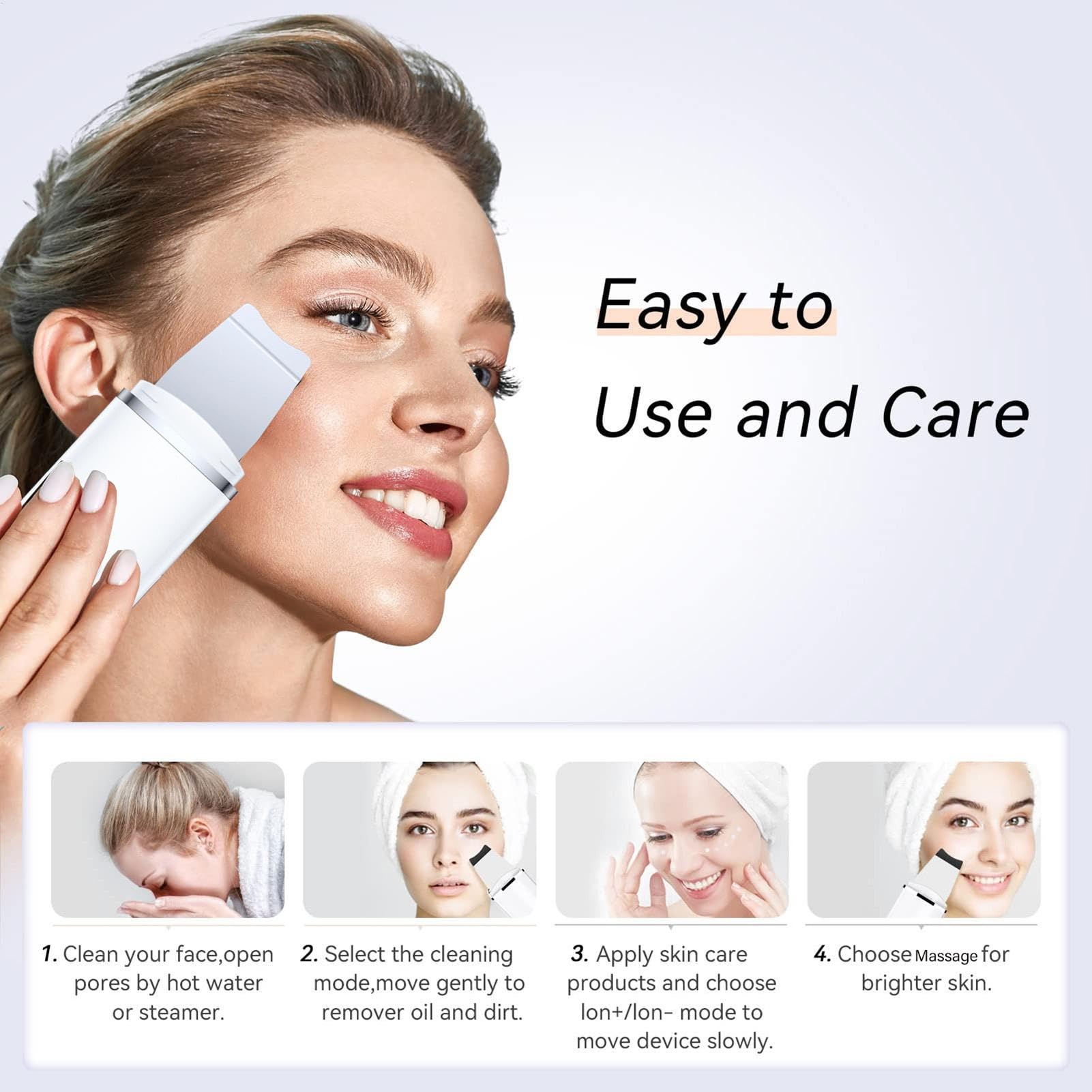 Épurateur de peau ultrasonique, épurateur pores - Spatule de peau ultrasonique portable | de pores faciaux, instrument de beauté, dissolvant de point noir, outil de nettoyant de pores pour re