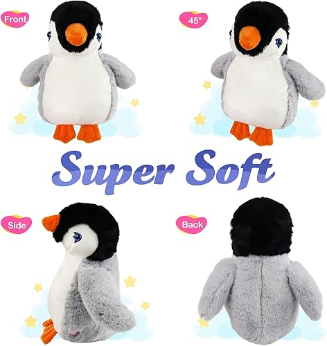 Vista 5 de BSTAOFY Peluche de pingüino iluminado que brilla alegre, adorable juguete de peluche LED flexible, regalo de luz nocturna para niños en cumpleaños