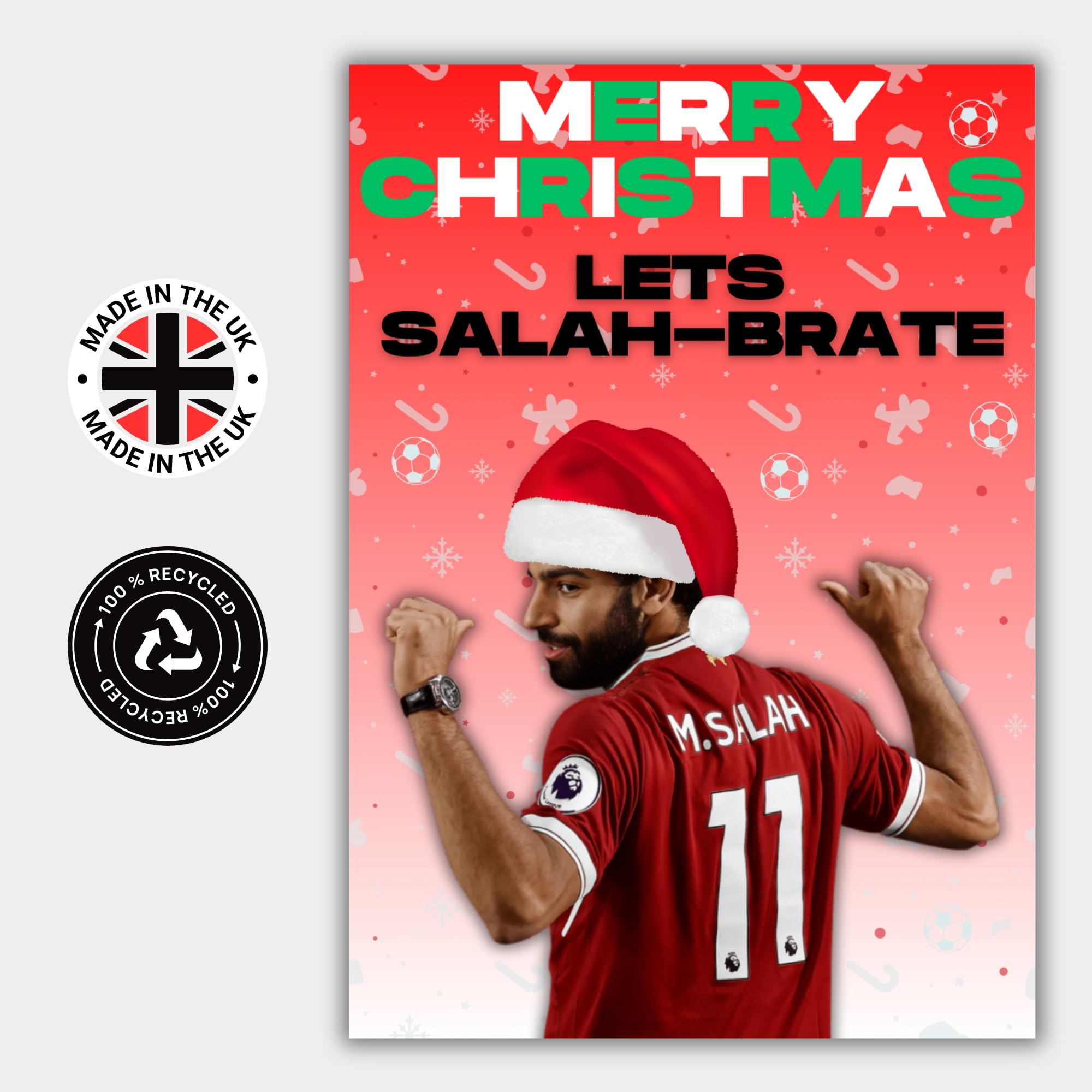 Mo Salah Football Christmas Card, Liverpool Fan Christmas Card, Football Christmas Card For Son, Football Fan Gift - Image 2