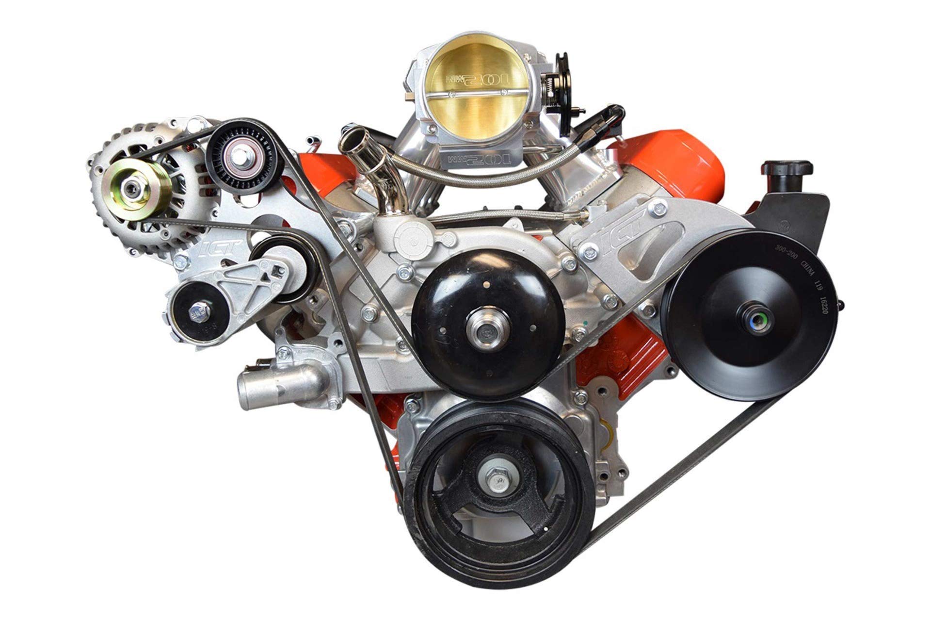 ICT BilletLS Heavy Duty Truck Power Steering Bracket Kit for Saginaw Pump Relocation for Swap Vehicles Compatible with LS Truck and Chevy Camaro SS LS3 L99 Crank Pulley LQ4 LQ9 L33 551321-LS01-3