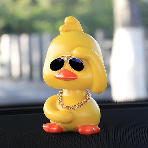 Miniatura 7 de Adornos de pato con cabeza temblorosa, paquete de 2 decoraciones divertidas de pato para tablero de automóvil, accesorios de decoración interior de