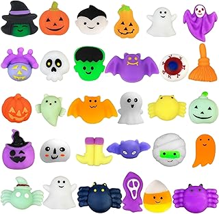 Halloween Mochi Squishy Toys 30 PCS, Squishies Halloween Toys Halloween Party Favors for Kids, Halloween Treat Bags Goodie Bag Fillers, Halloween Treats Classroom Prizes Mini Kawaii Stress Relief Toys