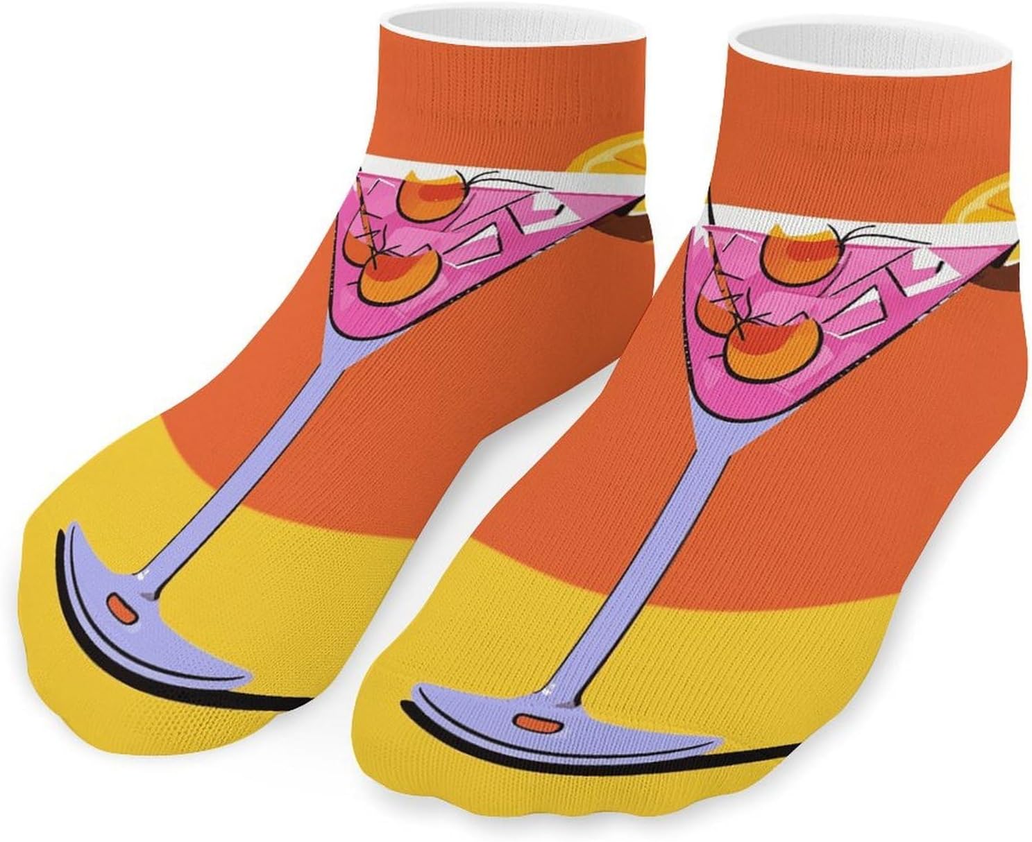 Cabana Cocktail Color 5 Pairs Athletic Socks, Breathable Short Socks