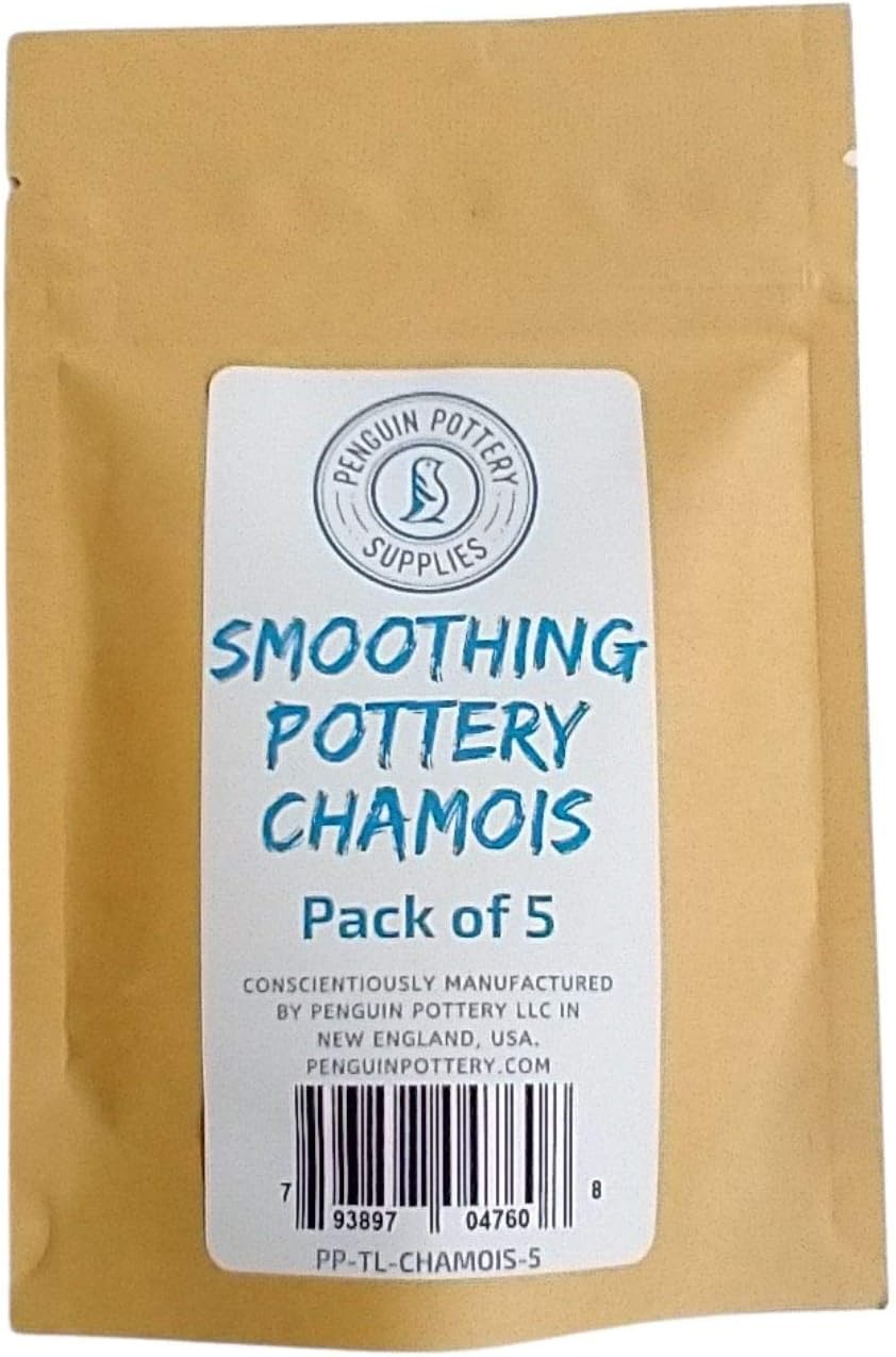 Penguin Pottery - Pre-Cut Suede Chamois for Smoothing Pot Rim - Super Soft - Small Size - Fits in Your Palm (Set of 5)