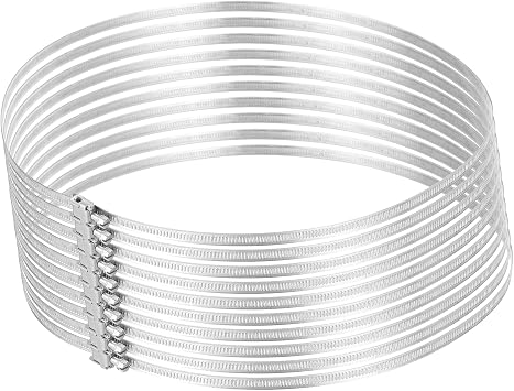 uxcell 13 Inch 430 Stainless Steel Duct Clamps, 10 Pcs Adjustable Hose Clamps with Worm Gear Pipe Clamp Air Duct Clamp for Flexible Ducting Heating Cooling Exhaust Ventilation
