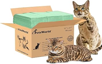 PetsWorld Multi-Cat Universal Fit Cat Pad Refills for Litter Box, Fresh Scented, Ultra-Absorbent, Odor Control, Pack of 50