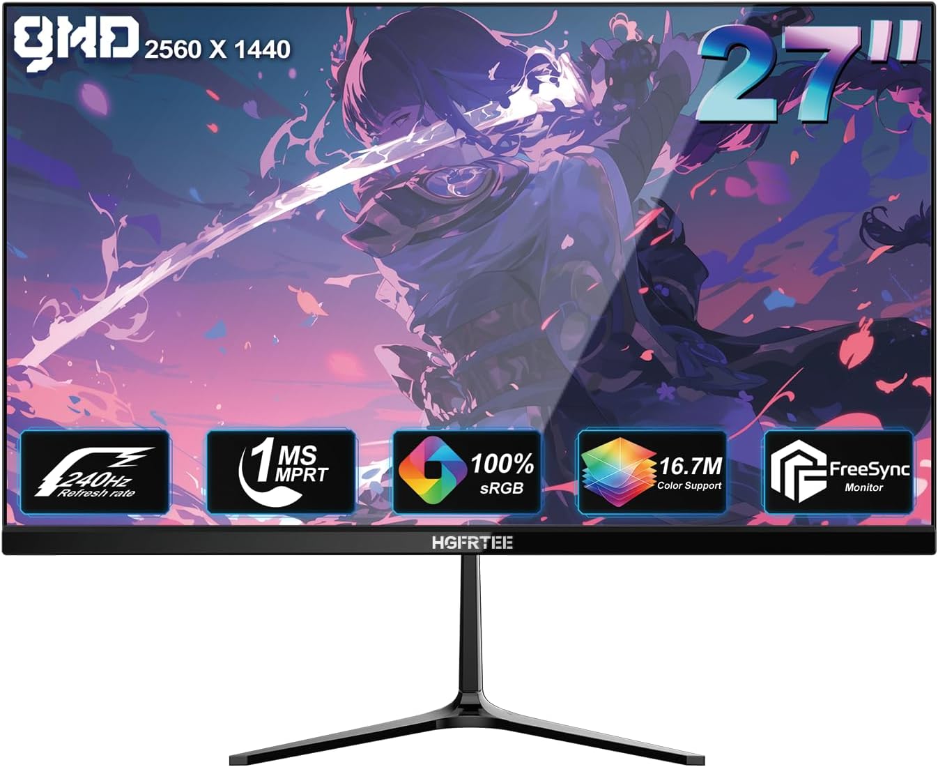 27 inch IPS 2K IPS Computer Monitor,240Hz Gaming PC Screen, 1ms,Adaptive Sync, Height Adjustable,100% sRGB, FreeSync 2xHDMI 2.0