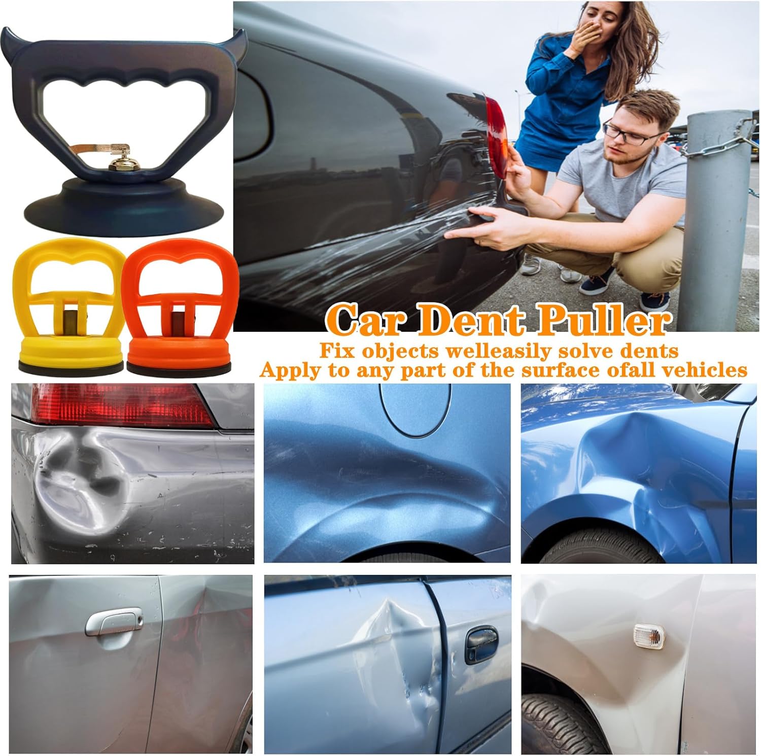 Car Dent Puller,Dent Removal Kit,3 Pack Car Dent Puller Kit Handle Lifter,Powerful Car Dent Remover,Suction Cup Dent Puller and Paintless Dent Repair Kit for Car Body Dent,Glass,Tiles and Mirror 2 Car Dent Puller,Dent Removal Kit,3 Pack Car Dent Puller Kit Handle Lifter,Powerful Car Dent Remover,Suction Cup Dent Puller and Paintless Dent Repair Kit for Car Body Dent,Glass,Tiles and Mirror