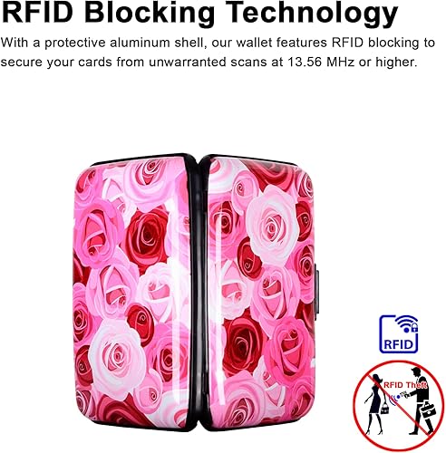 Miniatura 3 de Soporte para tarjetas de crédito, cartera de metal para tarjetas de bloqueo RFID, mini funda rígida de aluminio delgada para tarjetas de negocios