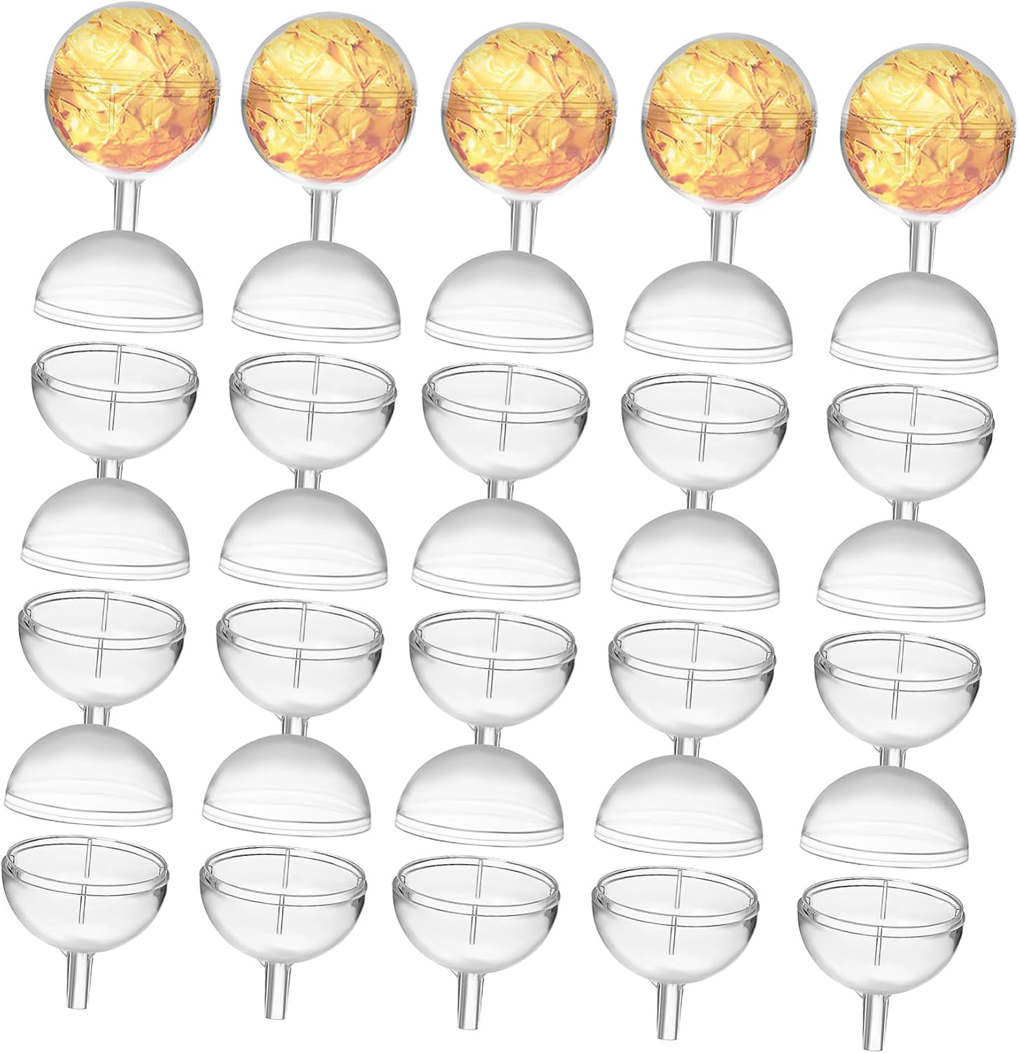 BATHVEVE 80Pcs Transparent Chocolate Bouquet Holders Truffle Cups for Candy Bouquets Easy Assembly Chocolate Display Cups for DIY and Present Wrapping