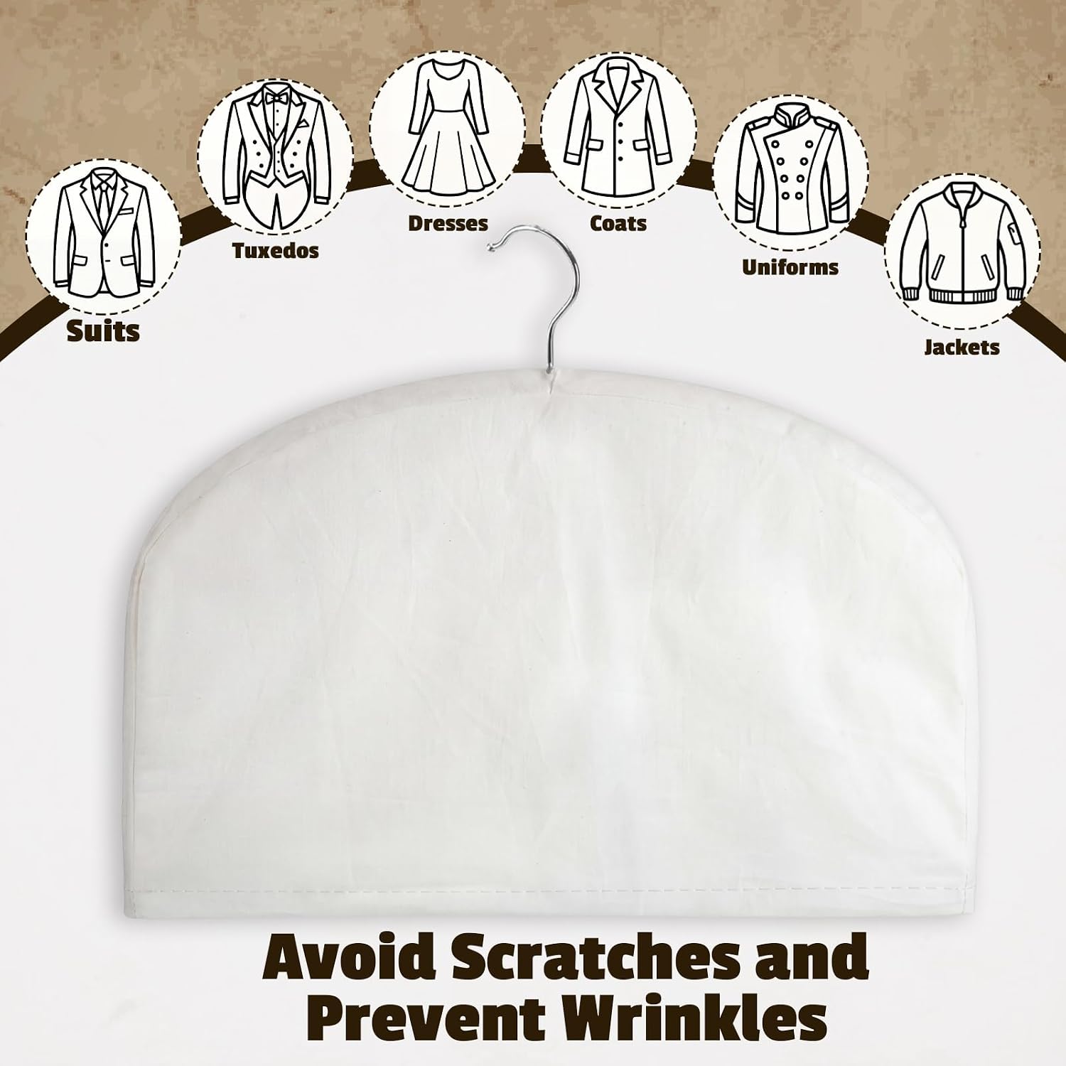 Tranqun 3 Pack 100% Cotton Shoulder Covers for Hanging Clothes Breathable
