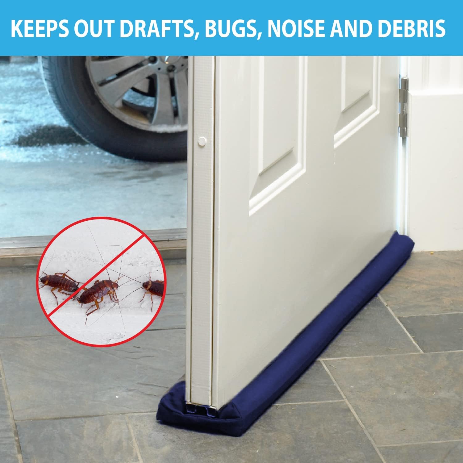 Original Twin Draft Guard, Set of 2, Year-Round Insulator Door Seal Strip, Trademarked and Patented Under-Door Draft Stopper for Bottom of Door, 36-Inch Dust, Wind, and Noise Insulator, Navy