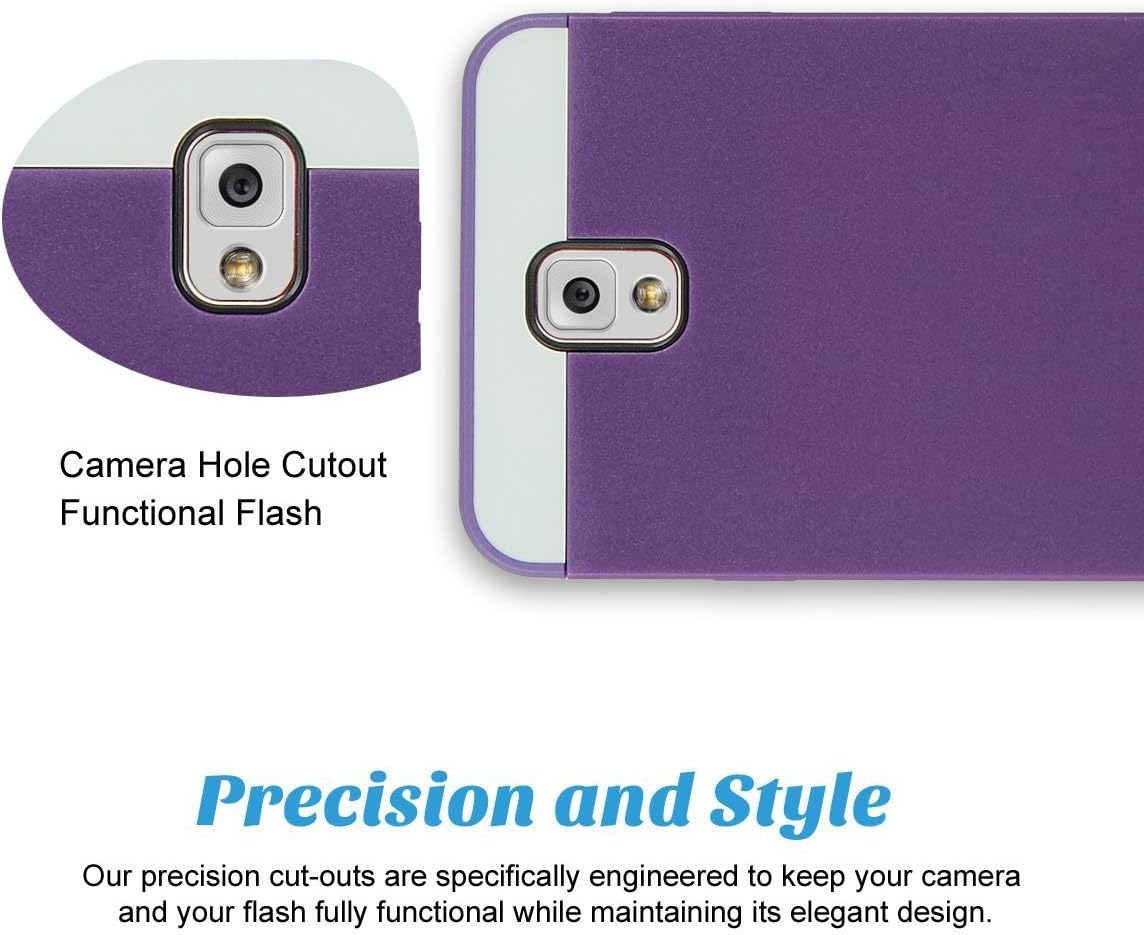 ULAK Note 3 Case, Galaxy Note 3 Case - Hybrid Slim Hard Back Case Cover Rubber Bumper 2in1 Daul Layer w/Card Storage for Samsung Galaxy Note 3 III N9000 (Purple/Purple)