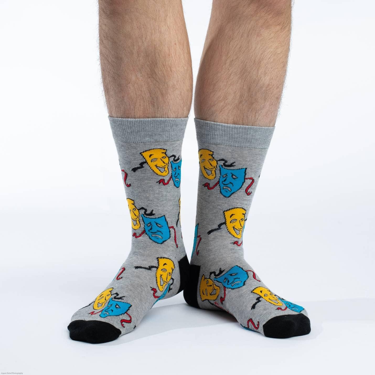 Good Luck Sock Men's Drama Theatre Comedy and Tragedy Masks Socks, Adult, Shoe Size 7-12 - Image 2