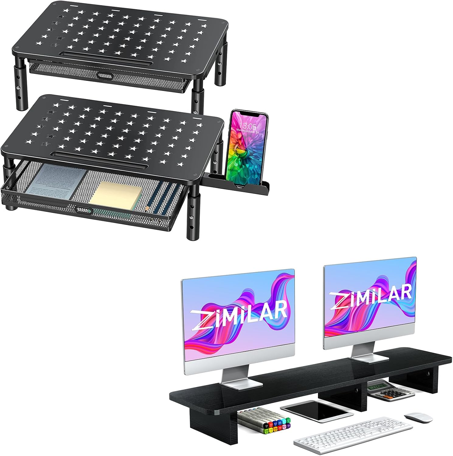 Amazon.com: Zimilar Monitor Stand Riser with Metal Mesh Drawer+ Large ...