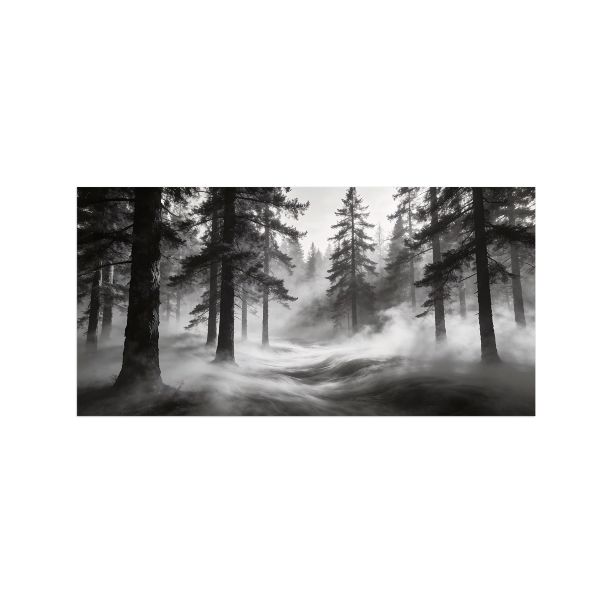 OZPWBVY Black and White Landscape Print Painting-Forest Clouds 2-Minimalist Canvas Wall Art Picture for Home Decor 16x31in 40x80cm Unframed