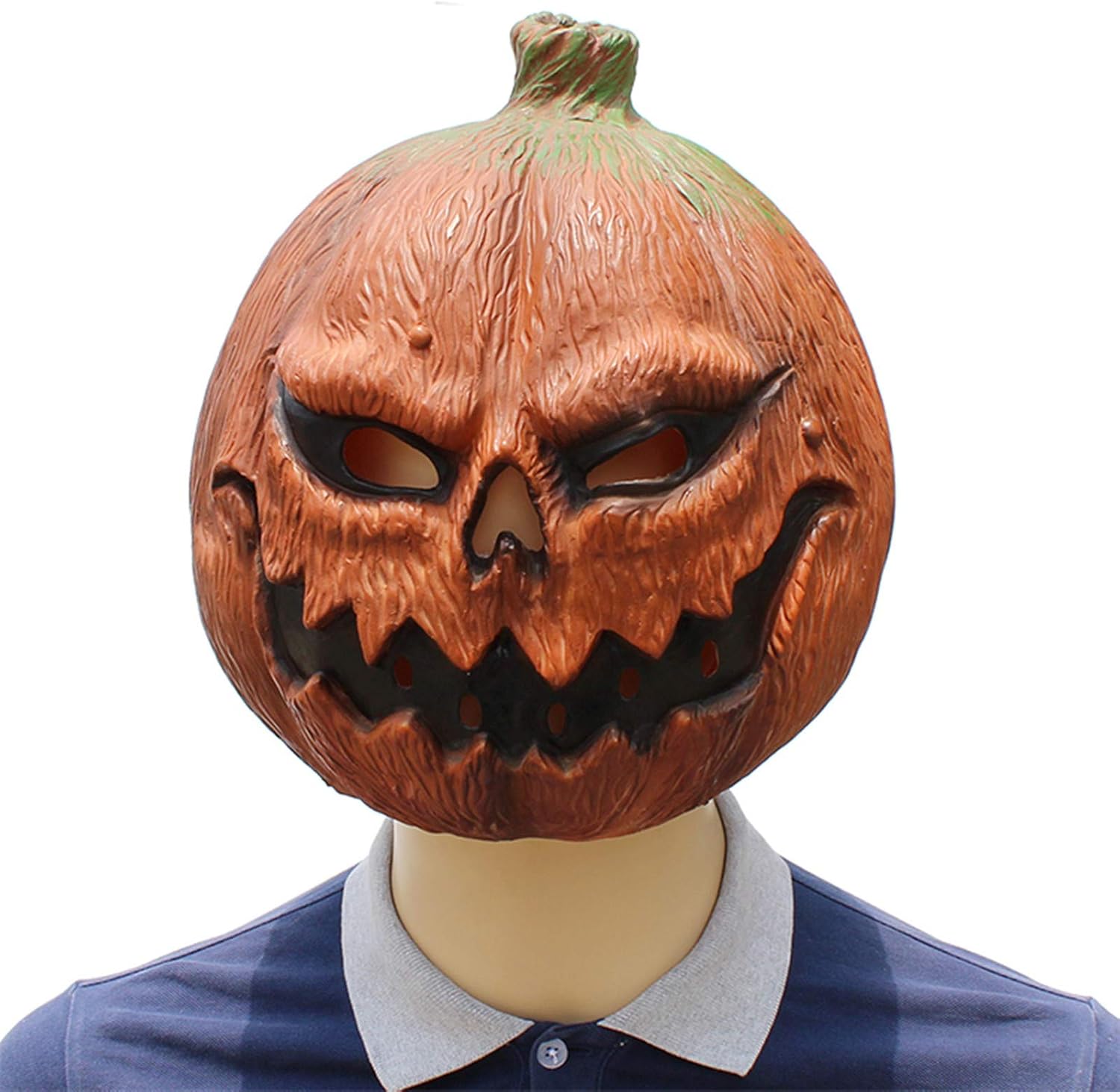 HAORONG Deluxe Novelty Halloween Costume Party Latex Pumpkin Head Mask, Red - Image 3