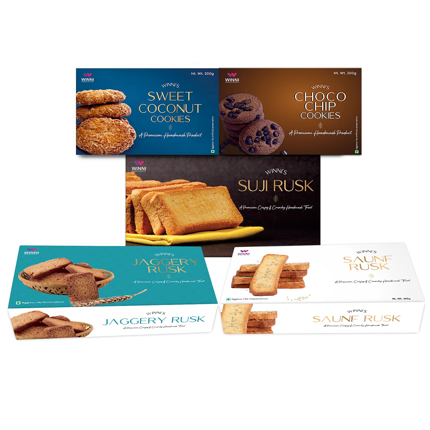 Buy Winni Celebrate Relations Assorted Snacks Combo Jaggery Rusk, Saunf ...
