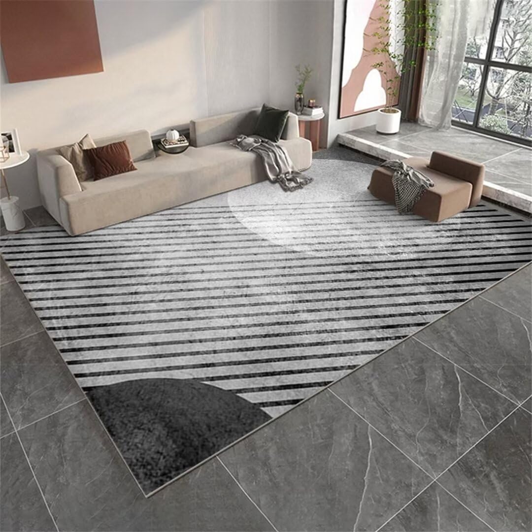 Alfombra antideslizante práctica 140x200cm lavable gris con diseño moderno
