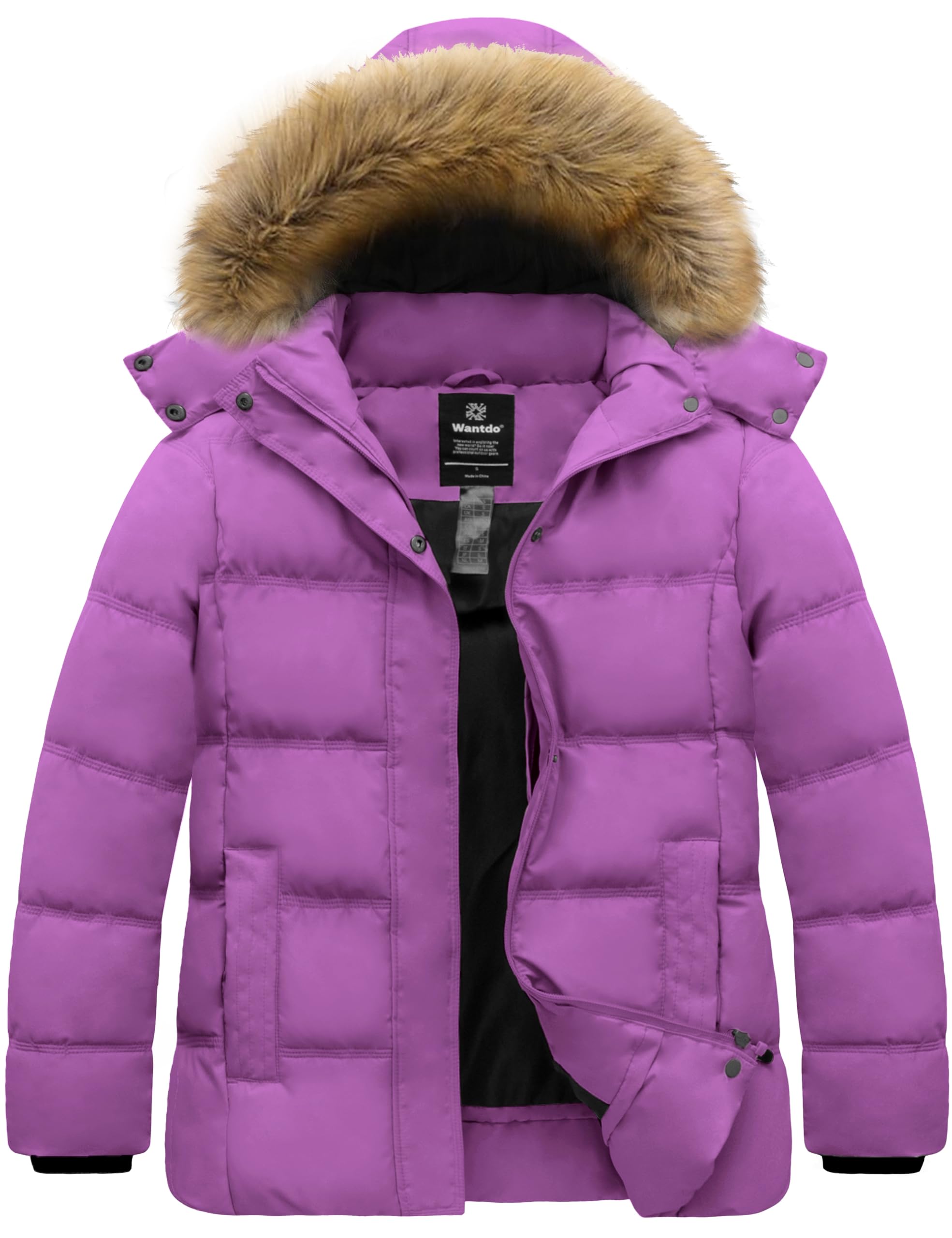 wantdo women's plus size winter coats quilted thicken puffer jacket with removable hood 4x 