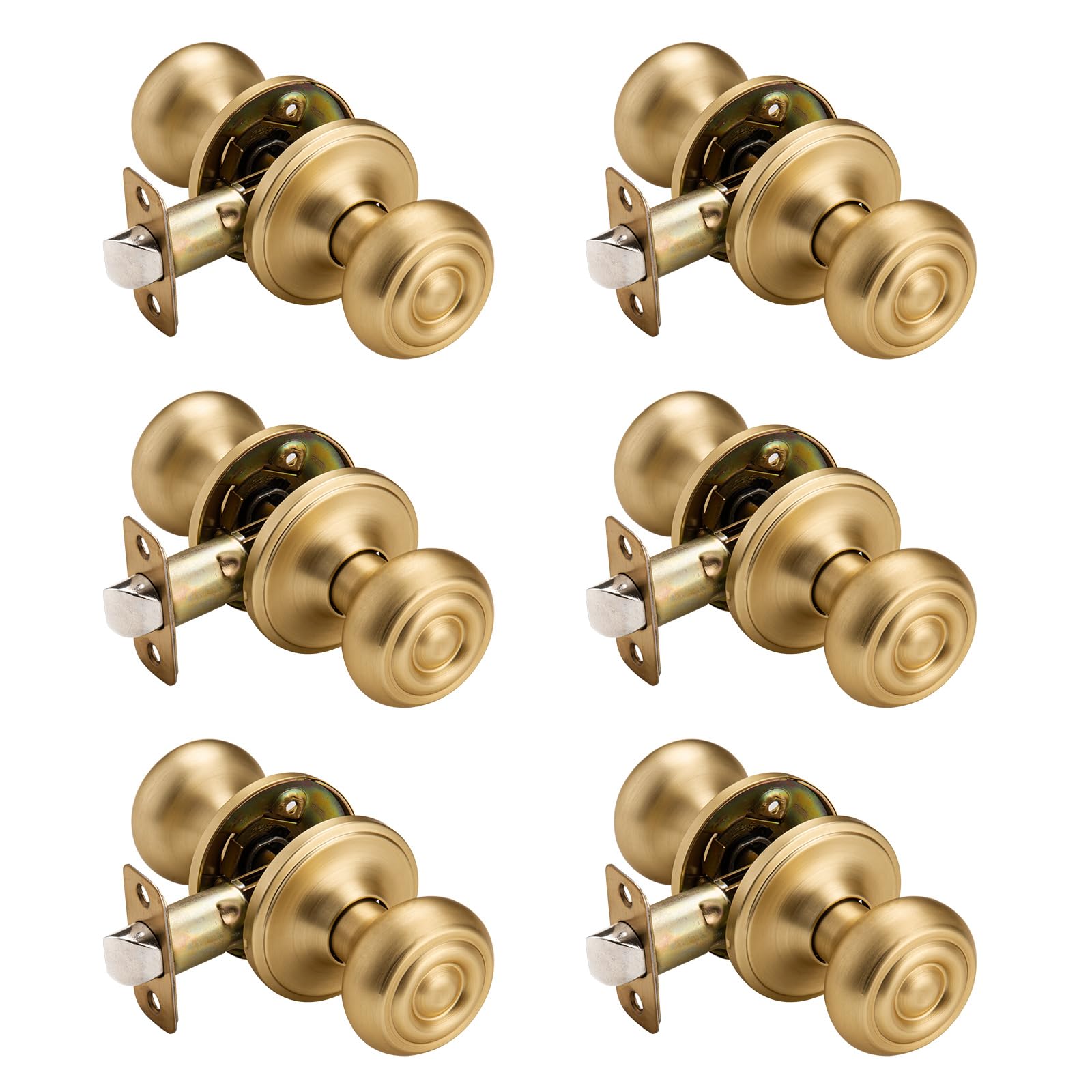 Antique Brass Door Knobs - 6 Pack -25