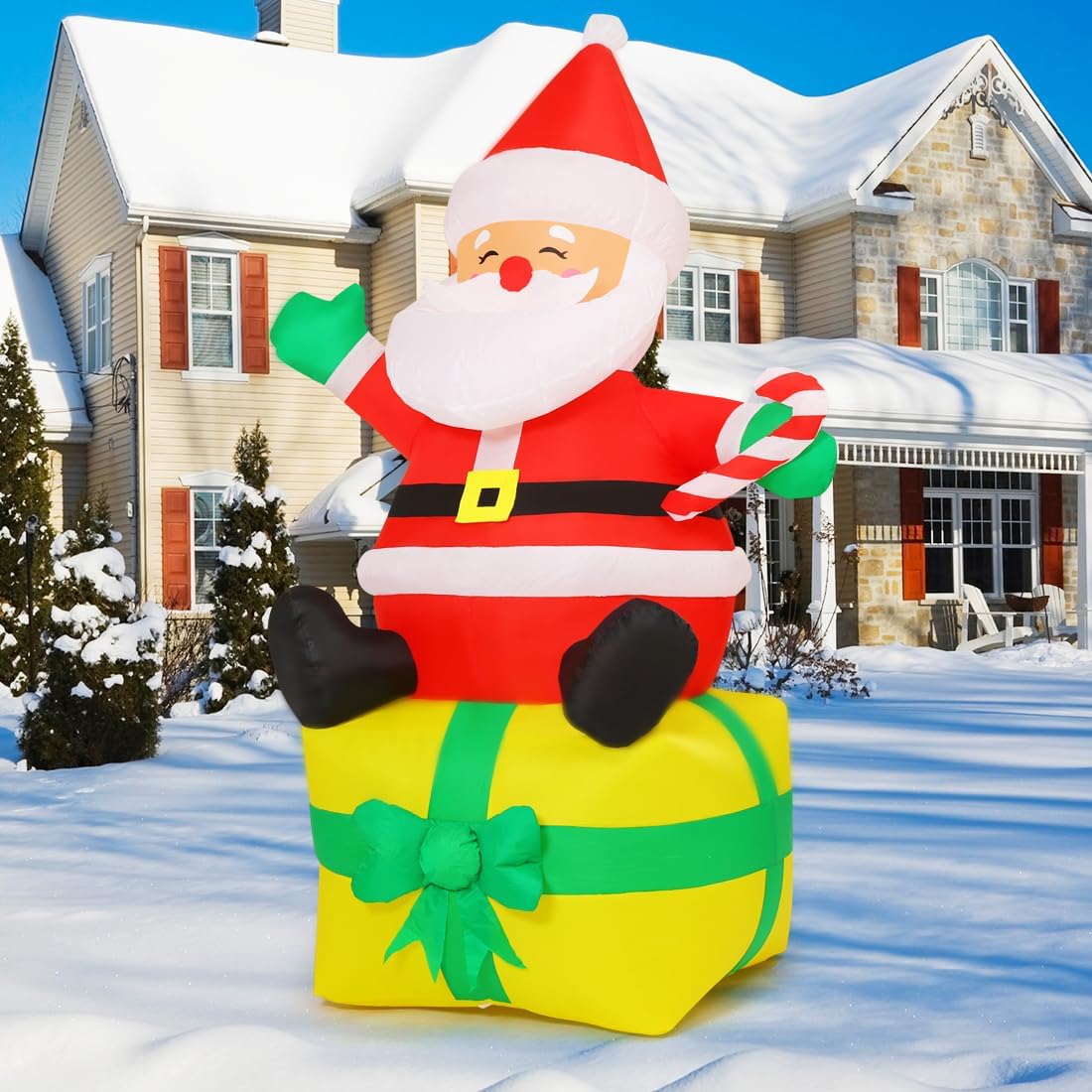 COMIN 7 FT Christmas Inflatables Outdoor Decorations, Blow Up Santa Claus Inflatable with Built-in LEDs for Christmas Indoor Outdoor Yard Lawn Garden - Image 4