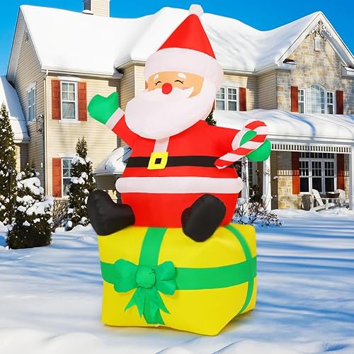 Miniatura 4 de COMIN Inflables de Navidad de 7 pies para decoración al aire libre, Papá Noel inflable con LED integrados para Navidad, interiores y exteriores,