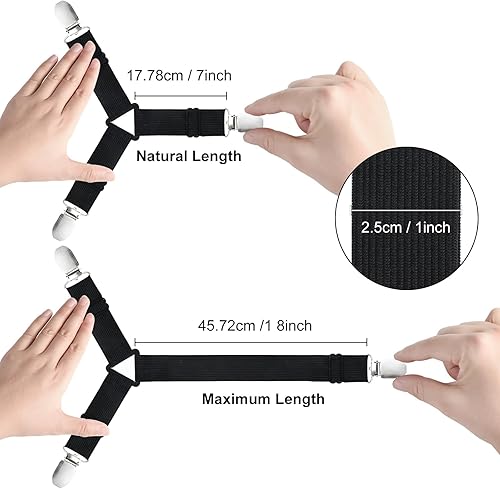 Miniatura 2 de Morcheiong 4 correas ajustables para sábanas con clips para sábanas para ropa de cama, sofás y manteles