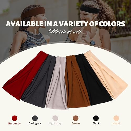 Miniatura 6 de Paquete de 6 diademas para mujer, diademas anchas de yoga antideslizantes para mujer, accesorios para el cabello (color liso-1)