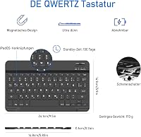 FOGARI Bluetooth Billentyűzetes Tok iPad 10.2/10.5 Készülékekhez - Német QWERTZ, Levehető, Újratölthető, Kompatibilis 9/8/7 Generációs iPad, 3