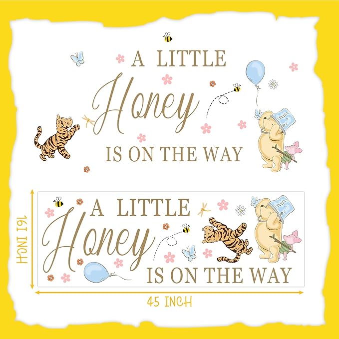 Winnie Baby Shower Decoraciones, Pegatinas, Letrero de SEX REVEAL, A Little Honey is On The Way miniatura 2