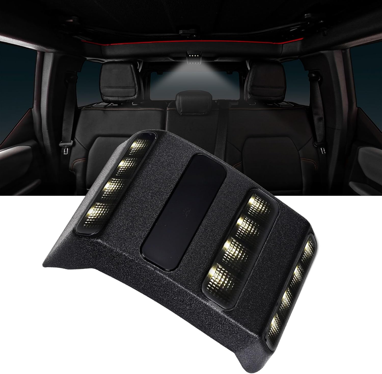 Rear Ceiling Light for Ford Bronco 2021 2022 2023 2024 4-Door Bronco Accessories, Reading Lamps Dome Row Roof LED, W/Touch Switch LED, Trunk Cargo Area Light Back (NOT FIT FOR 2025 & 2 DOOR)