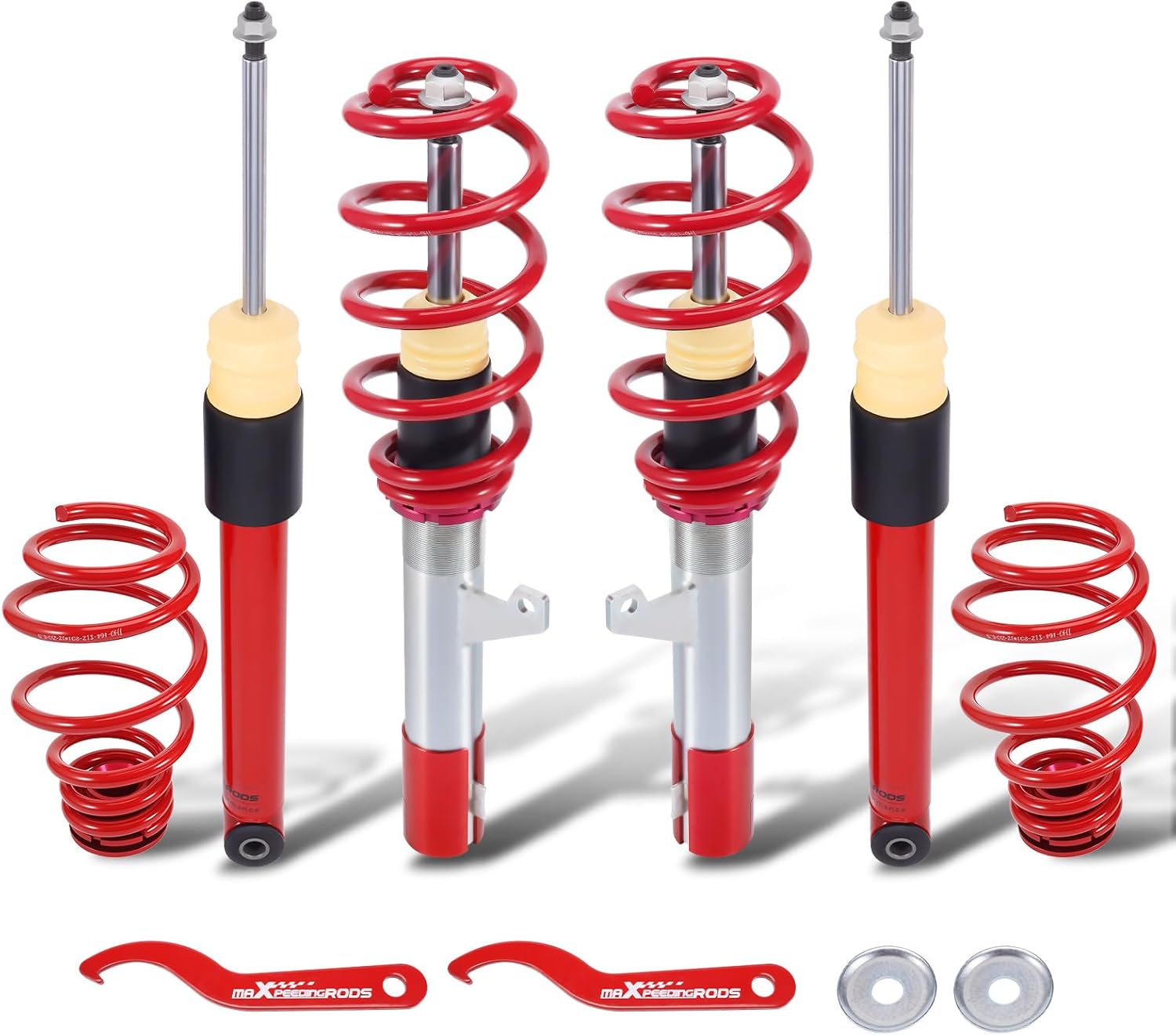 maXpeedingrods Coilovers for VW Golf MK5 2003-2008, for Golf MK6 2008-2012, for VW Jetta MK5 2006-2011, for Audi A3 2006-2014, Height Adjustable Coilovers Suspension Lowering Kit Red