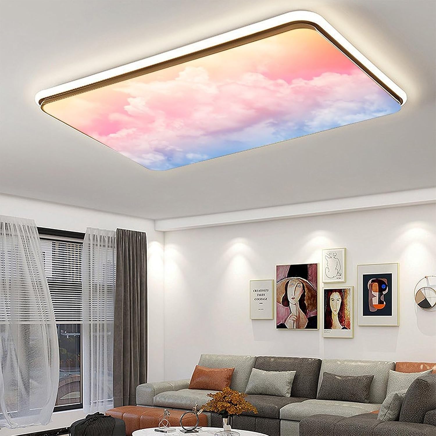 2 Pack Fluorescent Light Cover for Ceiling Light - Colorful Clouds Magnetic Light Covers Classroom, Light Filters Drop Fluorescent Light Shade Panel for Office Home School,4 x 2 Ft image 4