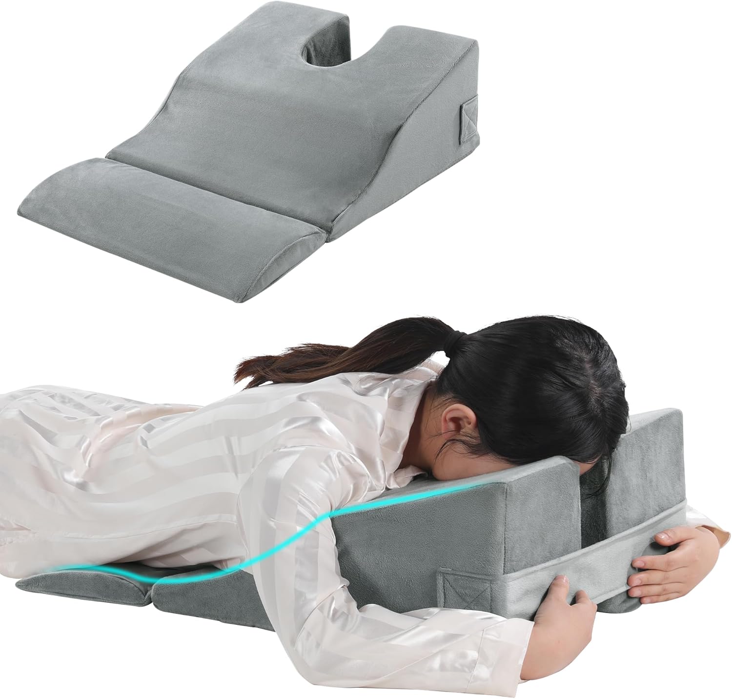 MABOZOO Face Down Prone Pillow, Massage Pillow for After Eye Surgery, Facedown Cushion for Massage, Prone Sleeping, Bed, Retina Surgery, Vitrectomy, L 17*17.7*7.8inch