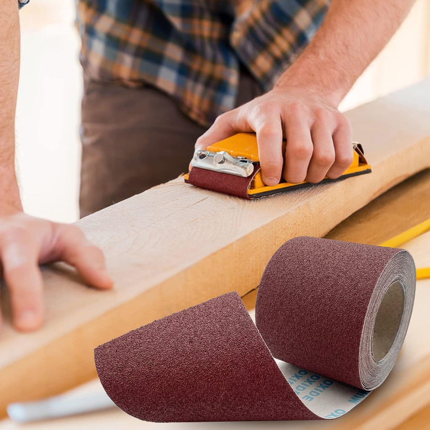 80 Grit Emery Cloth Roll, 4.5 Inch Wide 32.8 Ft Long (Equals 1/4 Sheet Sandpaper 71 Pcs) Abrasive Sandpaper Rolls for Metal Automotive Wood Furniture Sanding Paper Drum Palm Sander (80 Grit)