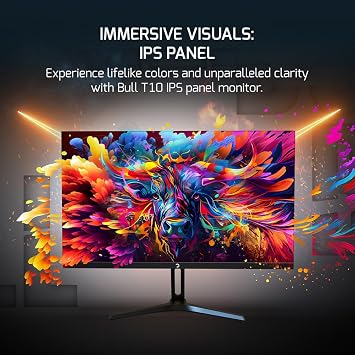 GAMEPOWER Bull T10 24 Inch 200Hz Gaming Monitor, 1920x1080p FHD, HDR, Adaptive Sync, Frameless Design, 300 Candela, IPS Panel, Blue Light Filter, 0.5ms Response Time, Zero Dead Pixel