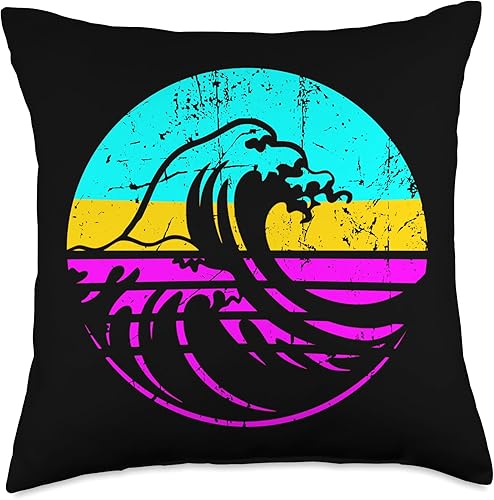 Miniatura 4 de Almohada vintage de playa, surf, retro, envejecida, gran onda