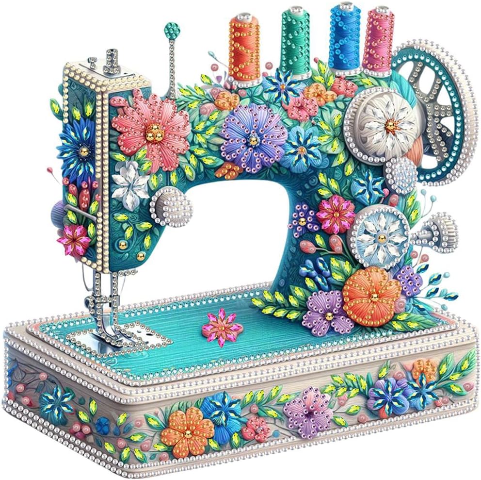 Anuver Sewing Machine Diamond Painting Kits for Adults, 5D Special Shape Crystal Rhinestones Diamond Painting for Beginners, Diamond Art Kits for Home Wall Decoration, 12×12 Inch