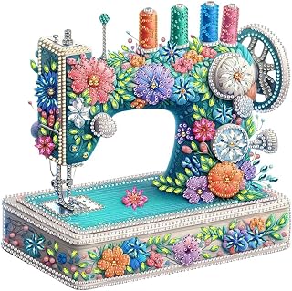 Anuver Sewing Machine Diamond Painting Kits for Adults, 5D Special Shape Crystal Rhinestones Diamond Painting for Beginners, Diamond Art Kits for Home Wall Decoration, 12×12 Inch