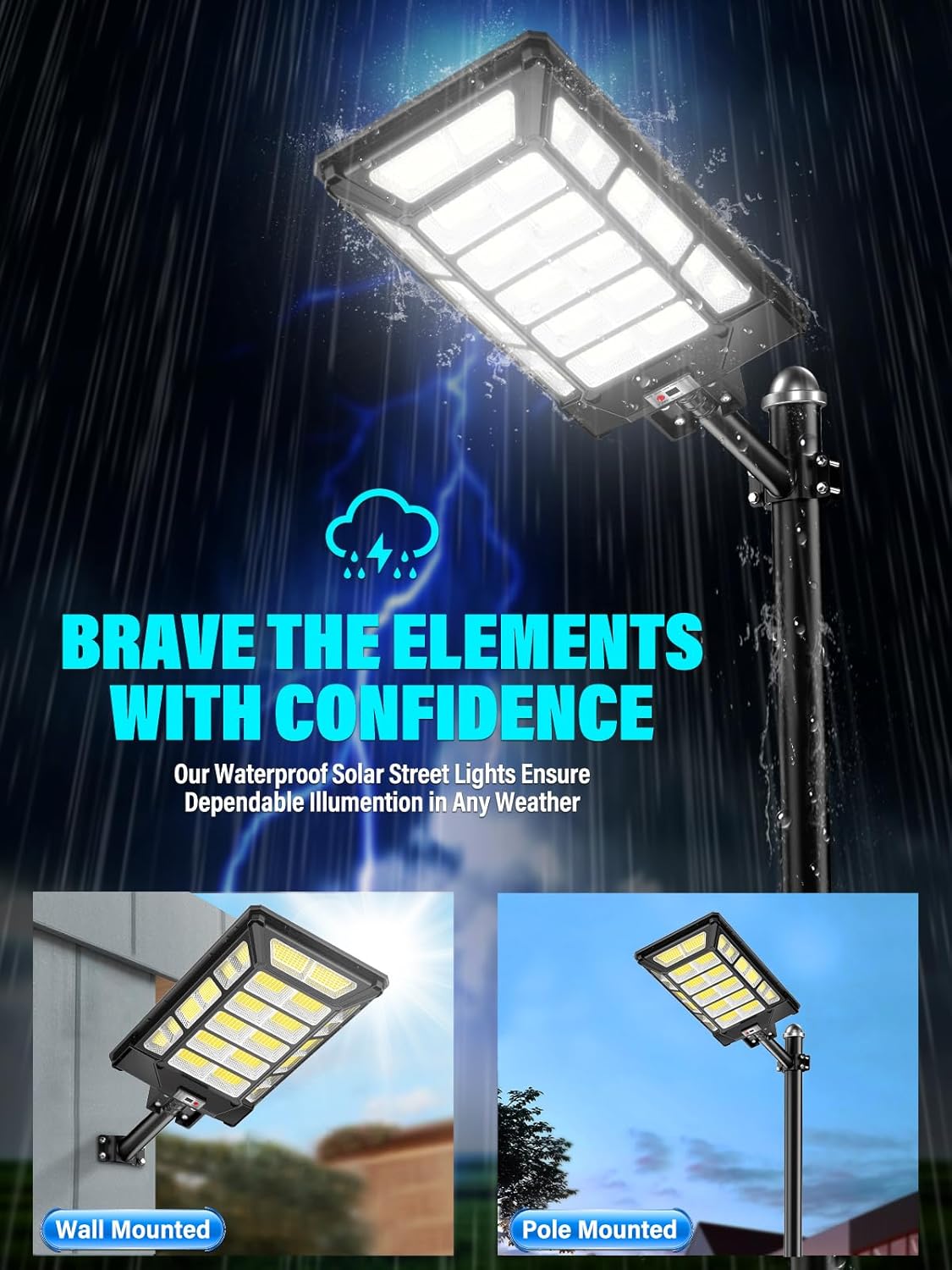 5000W Solar Street Lights Outdoor - 6500K Wide Angle Solar Light with Motion Sensor, IP67 Waterproof Parking Lot Light Dusk to Dawn with Remote for Street Yard Garden