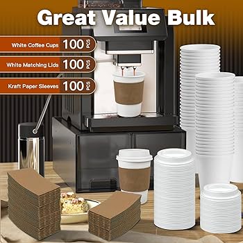 Amazon.com: Ginkgo 100 Pack 12 oz Leak-Proof Coffee Cups with Lids