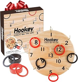 Original Cup Hookey® Game - Jeu de Lancer d'Anneaux avec Cible - Jeux d'Adresse en Bois pour Enfants et Adultes - Jouet d'Intérieur et Extérieur pour animer Anniversaires et Kermesse - Fléchettes