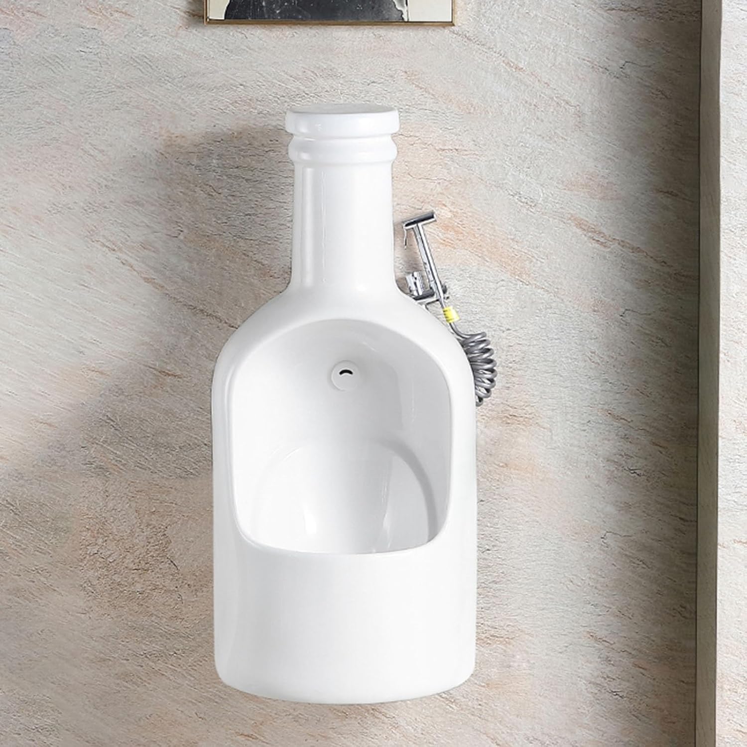 Modern Wall-Mounted Bottle-shaped urinal for men's restrooms,Intelligent Sensor Flush Male Urinal,With retractable nozzle,for Bathrooms,bar, Hotels, Shopping(Green)