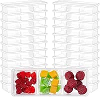 Vista 7 de Hushee Paquete de 5 recipientes pequeños de 17 onzas con 3 compartimentos para aperitivos con tapa, caja Bento de plástico desechable, cajas de Negro